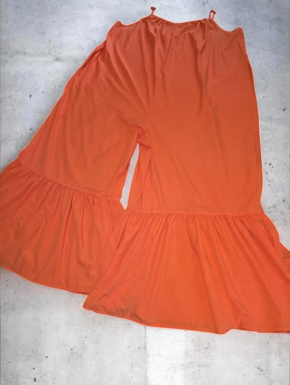 Women’s Ruffled Hem Jumpsuit- Orange